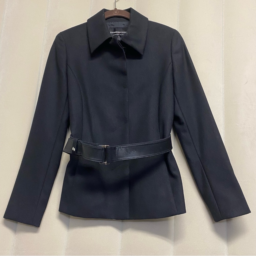 Strawberry Fields Women’s Blazer Jacket Size 2 Wool Blend Belted Japan NWT
